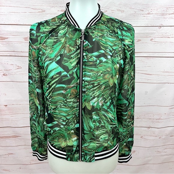 Juicy Couture Sheer Tropical Palm Tree Leaf Bomber Track Jacket - Picture 1 of 11